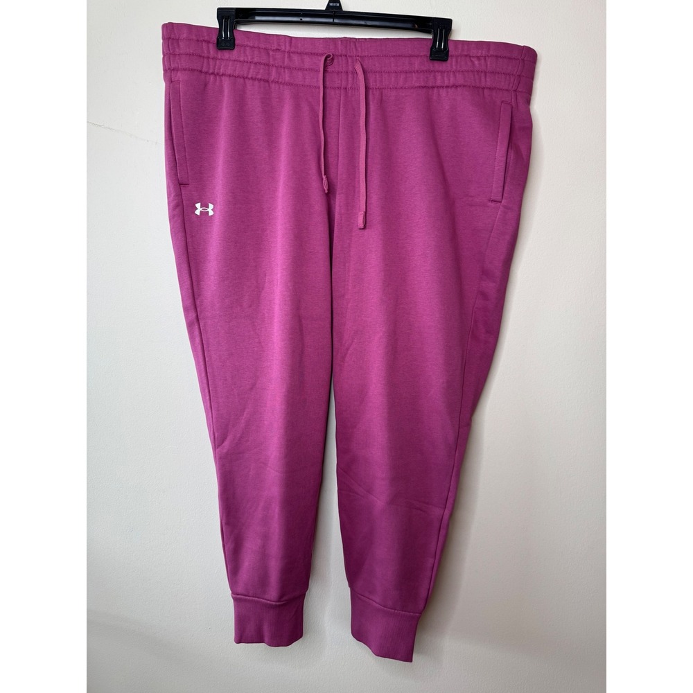 Under Armour Womens Rival Fleece Joggers Pink Sweatpants